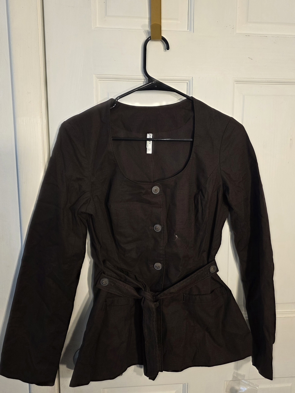 Jockey Black Women's Button Front Belted Blazer